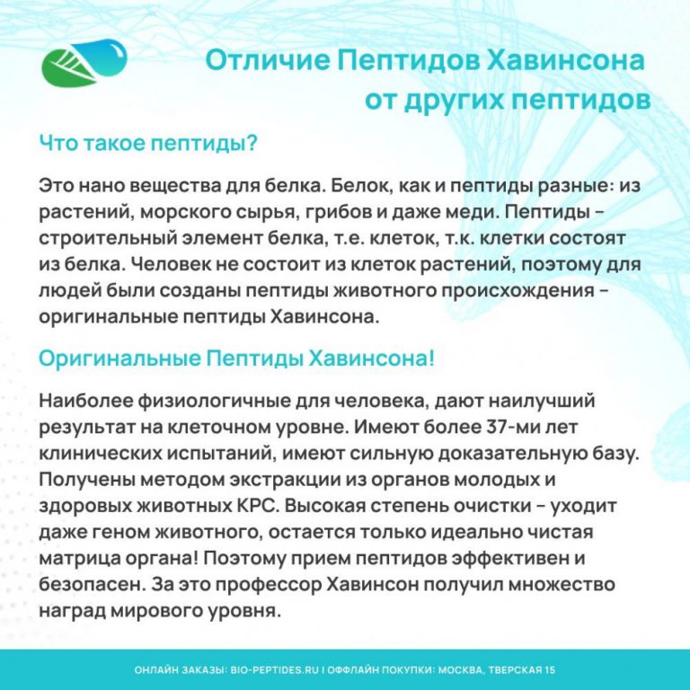 rol peptidov havinsona v ukreplenii organov i ih vliyanie na organizm